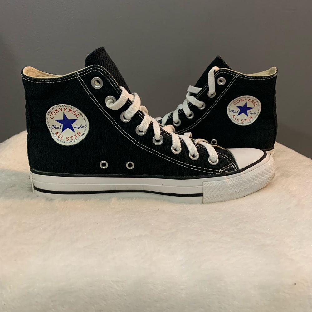 Converse Black and White High-Top Athletic Shoes